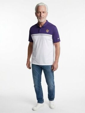Nike LSU Two-Tone Purple and White Men's Golf Shirt